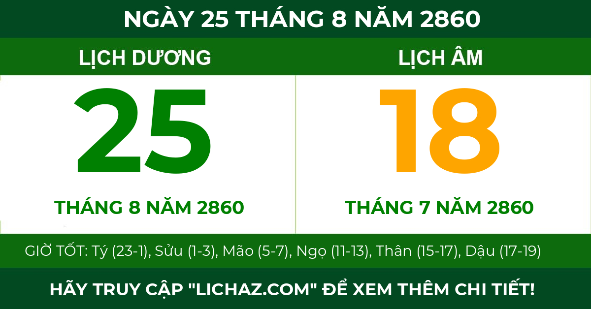 lịch âm ngày 25 tháng 8 năm 2860