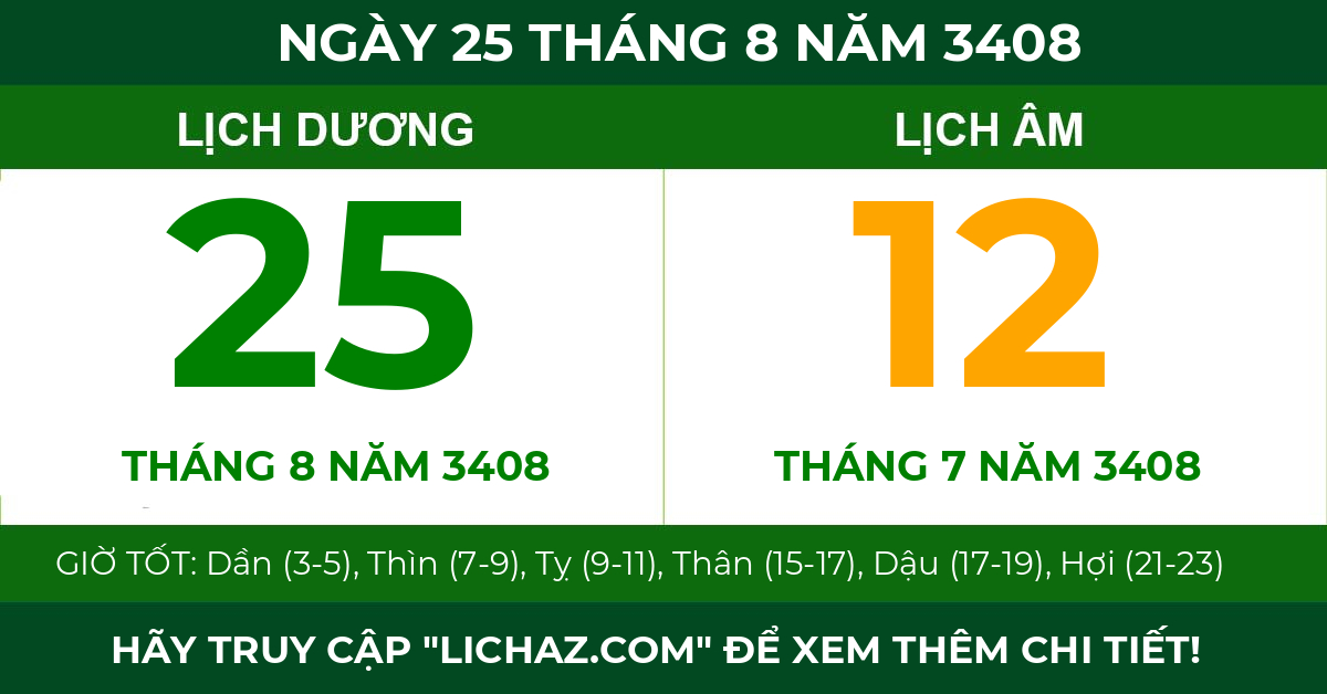 lịch âm ngày 25 tháng 8 năm 3408