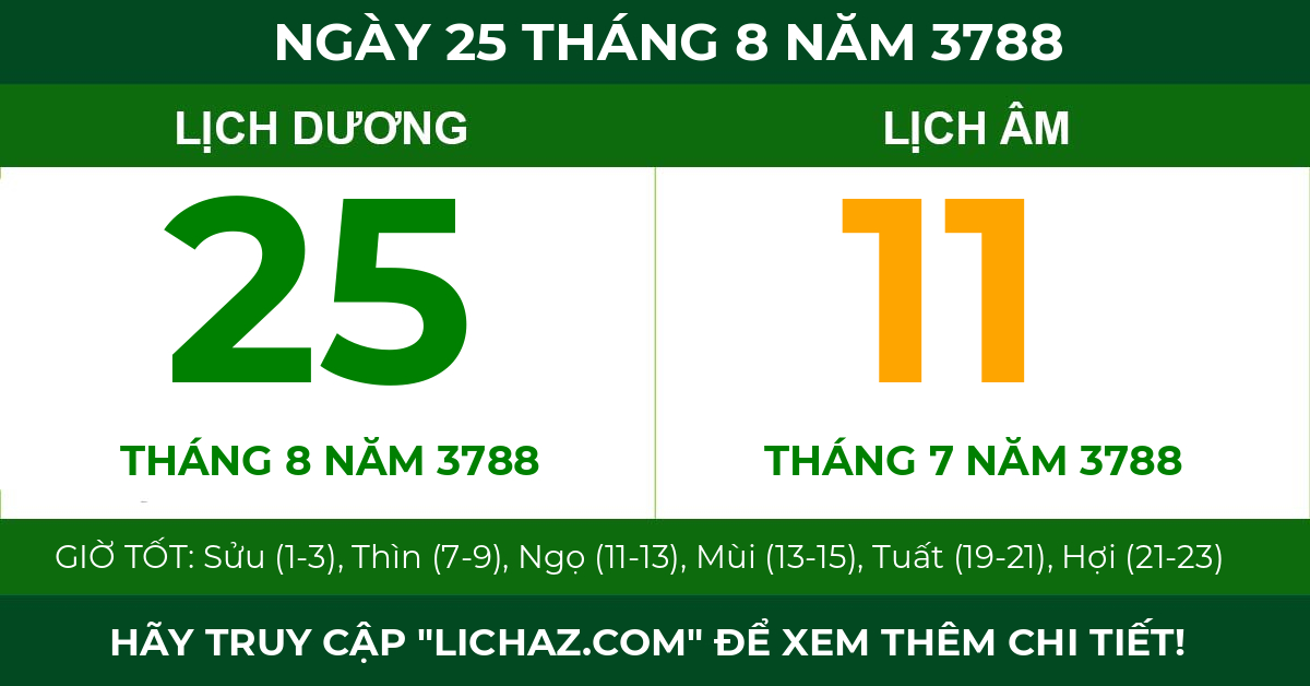 lịch âm ngày 25 tháng 8 năm 3788