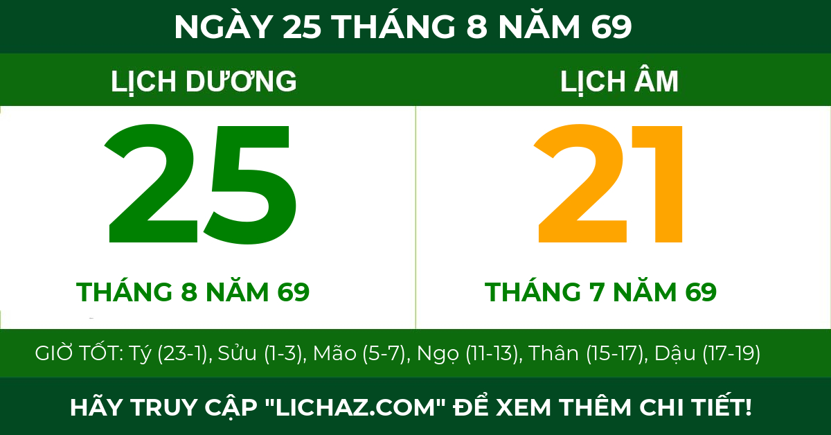 lịch âm ngày 25 tháng 8 năm 69