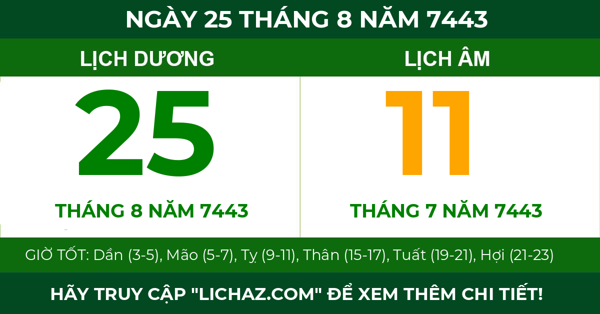 lịch âm ngày 25 tháng 8 năm 7443