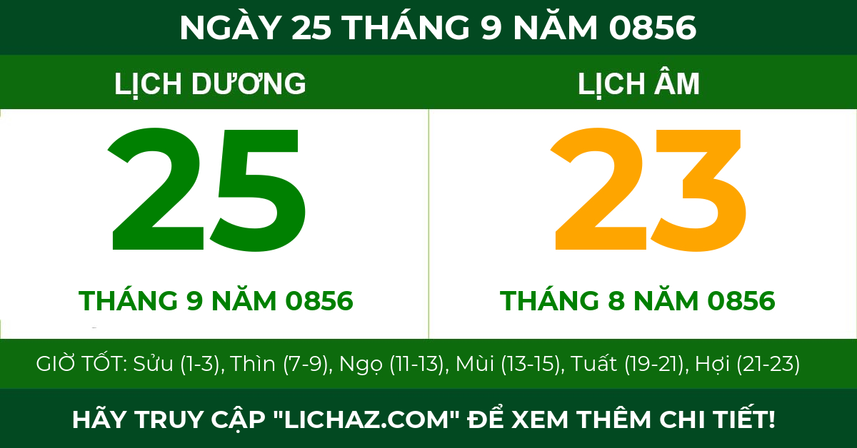 lịch âm ngày 25 tháng 9 năm 0856
