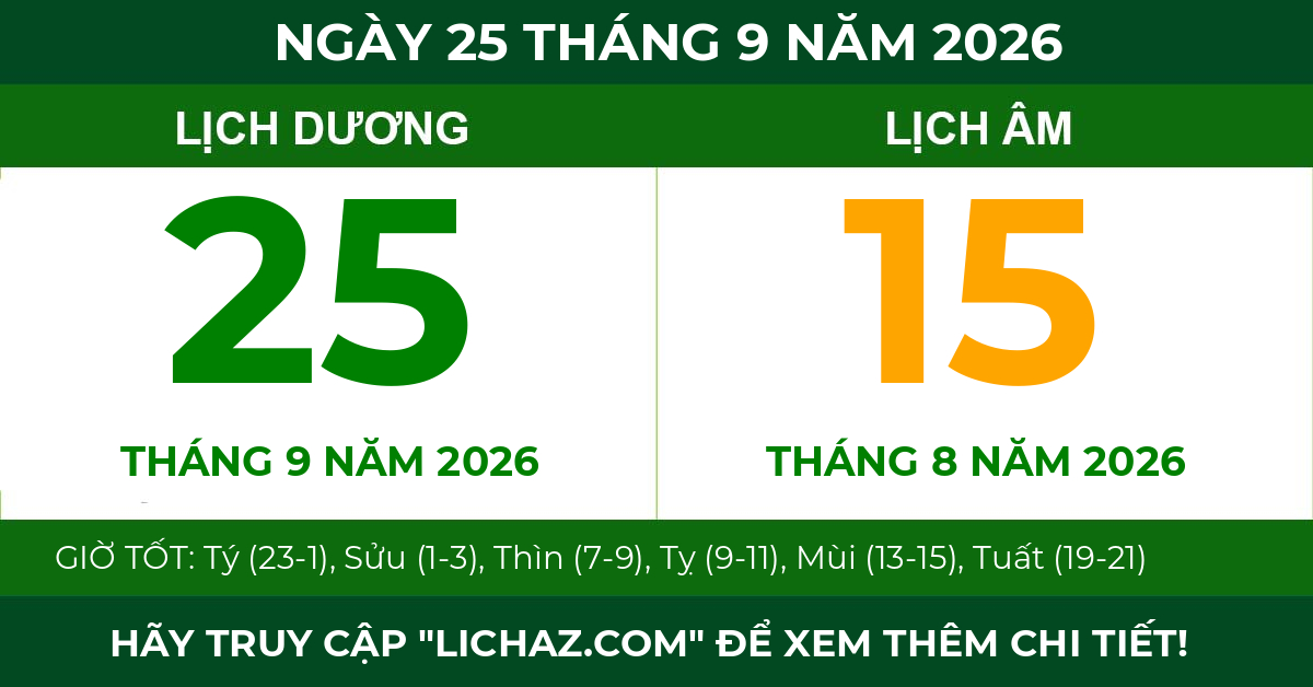 lịch âm ngày 25 tháng 9 năm 2026