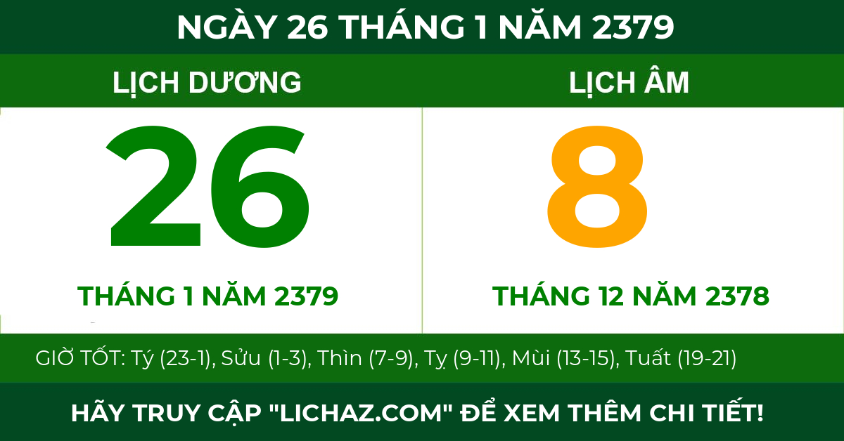 lịch âm ngày 26 tháng 1 năm 2379