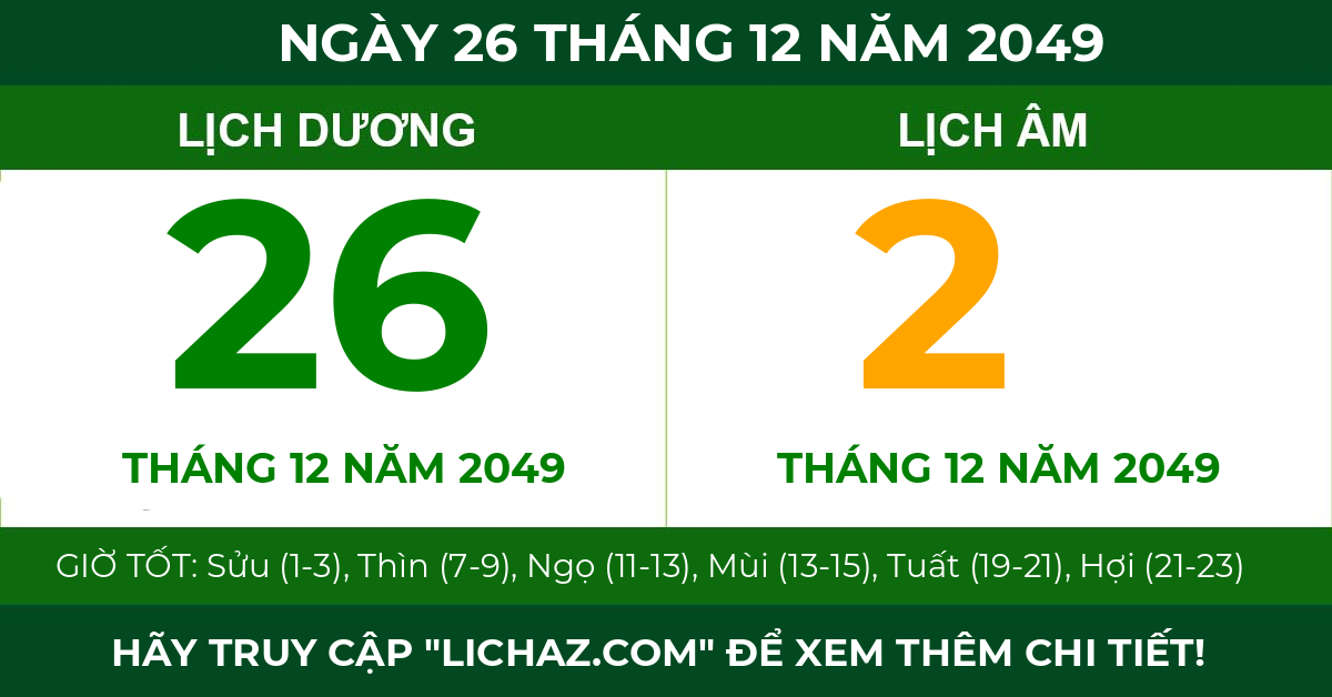 lịch âm ngày 26 tháng 12 năm 2049