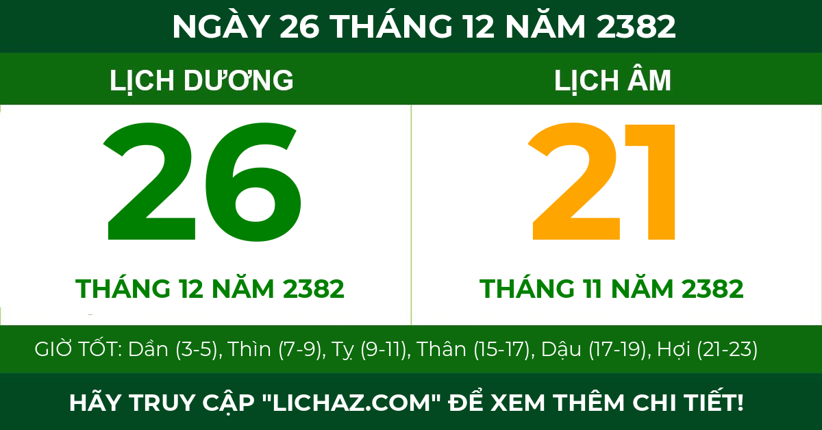 lịch âm ngày 26 tháng 12 năm 2382
