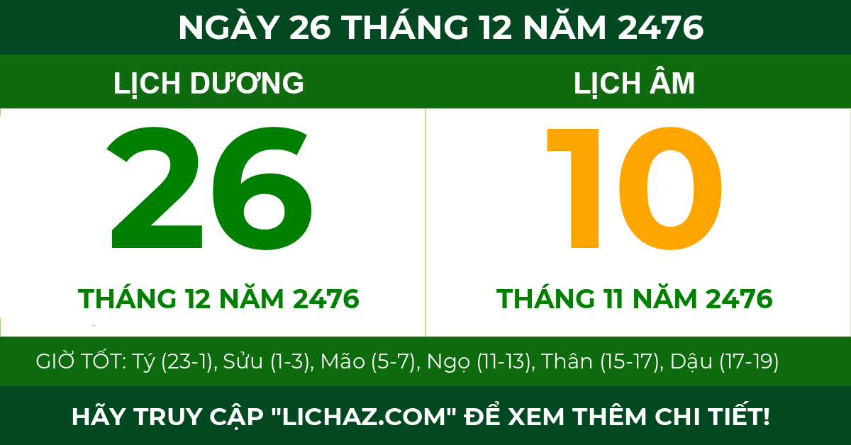 lịch âm ngày 26 tháng 12 năm 2476