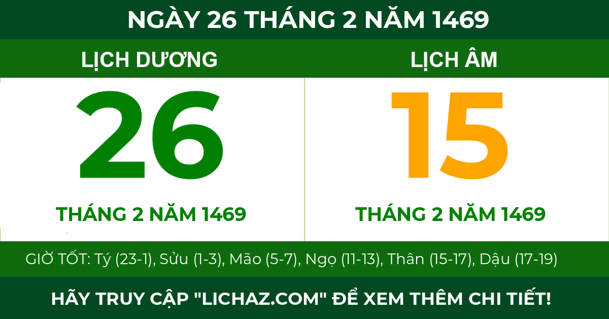 lịch âm ngày 26 tháng 2 năm 1469