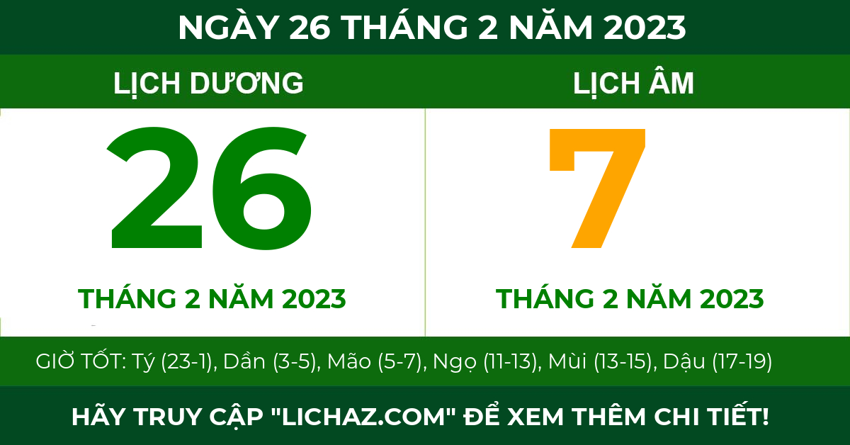 lịch âm ngày 26 tháng 2 năm 2023