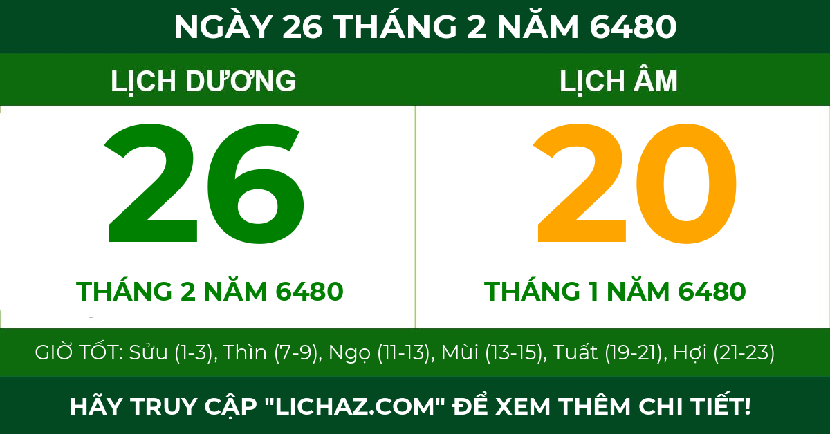 lịch âm ngày 26 tháng 2 năm 6480