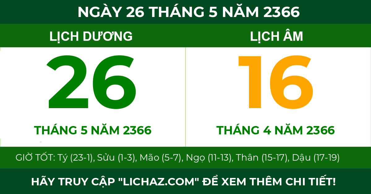 lịch âm ngày 26 tháng 5 năm 2366