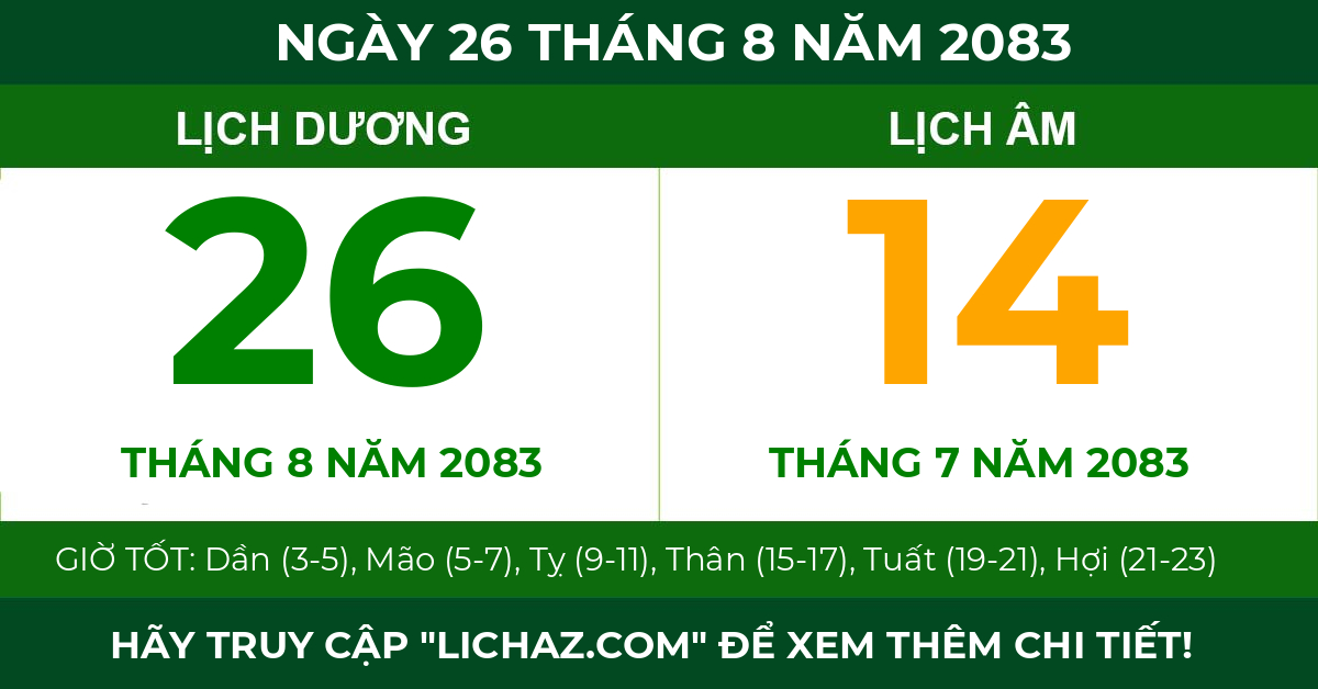 lịch âm ngày 26 tháng 8 năm 2083