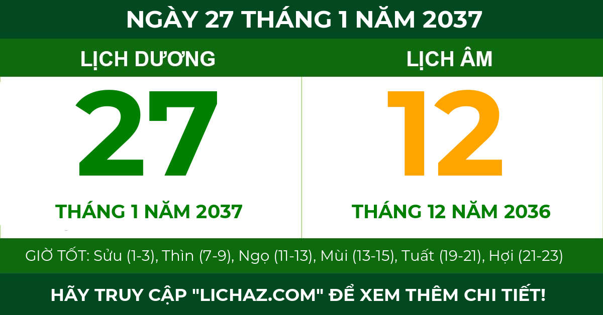 lịch âm ngày 27 tháng 1 năm 2037