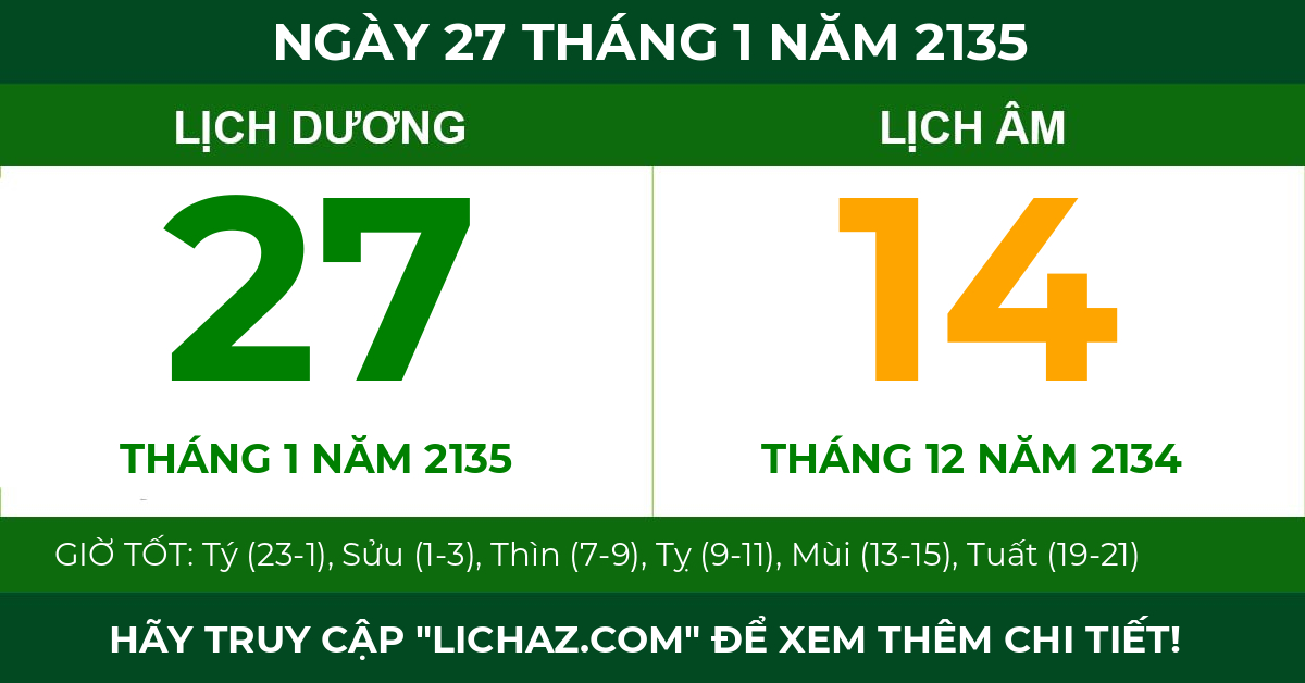 lịch âm ngày 27 tháng 1 năm 2135