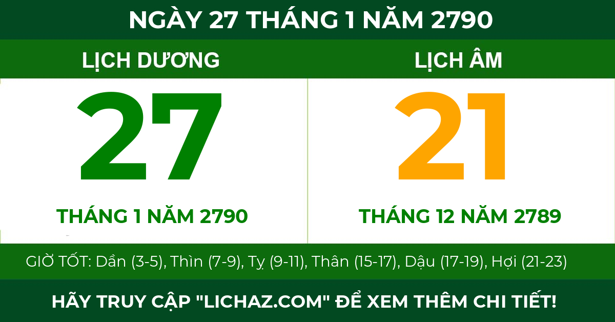 lịch âm ngày 27 tháng 1 năm 2790