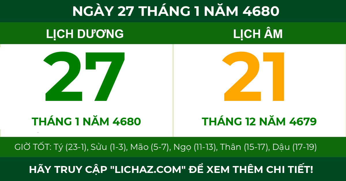 lịch âm ngày 27 tháng 1 năm 4680