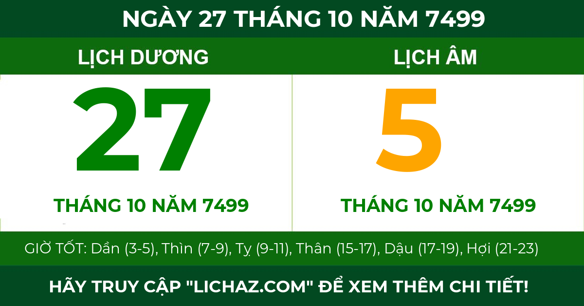 lịch âm ngày 27 tháng 10 năm 7499