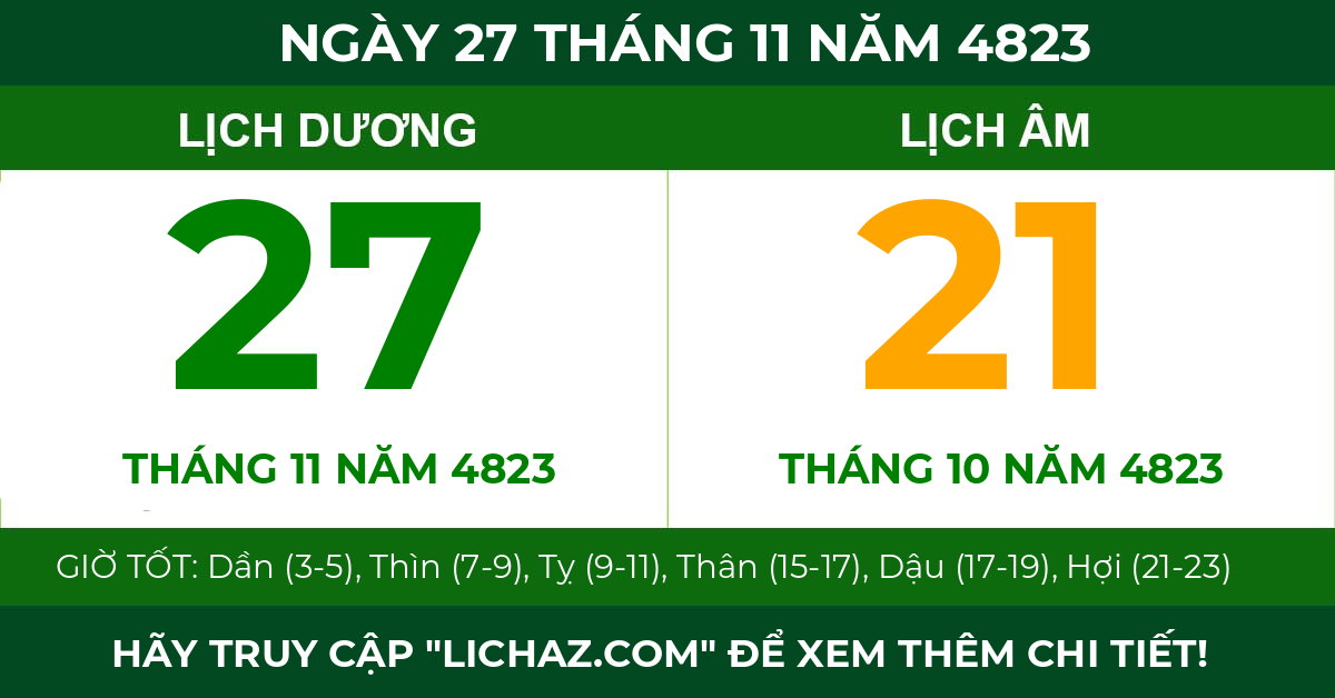 lịch âm ngày 27 tháng 11 năm 4823
