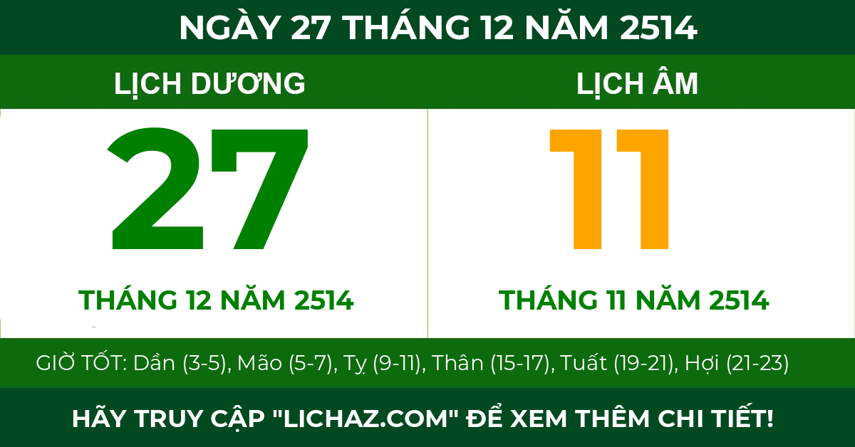 lịch âm ngày 27 tháng 12 năm 2514