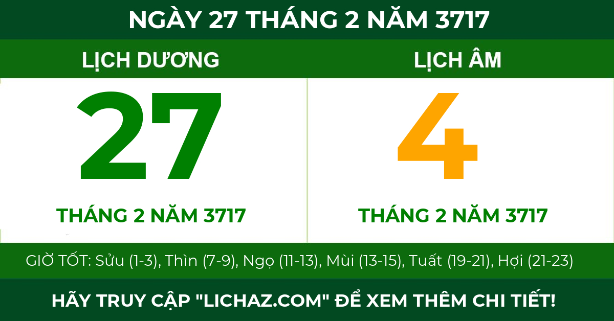 lịch âm ngày 27 tháng 2 năm 3717