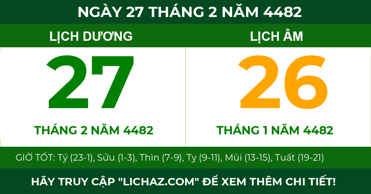 lịch âm ngày 27 tháng 2 năm 4482