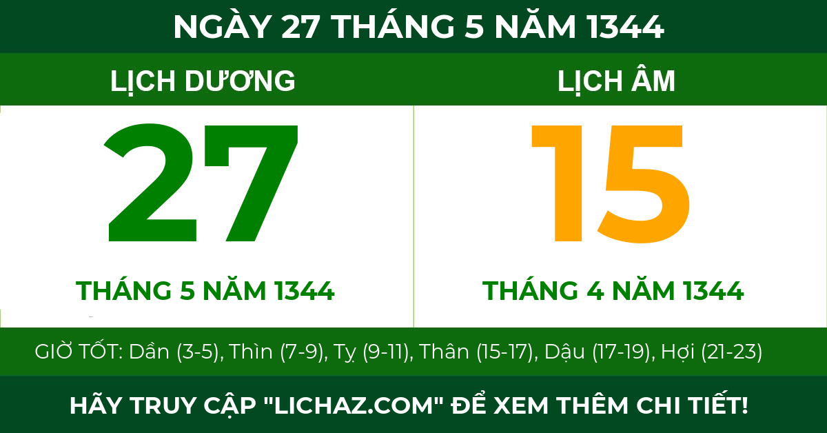 lịch âm ngày 27 tháng 5 năm 1344
