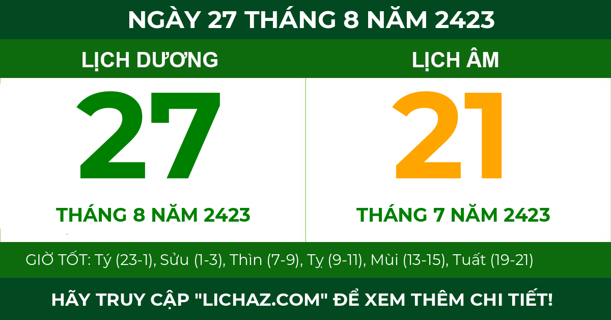 lịch âm ngày 27 tháng 8 năm 2423