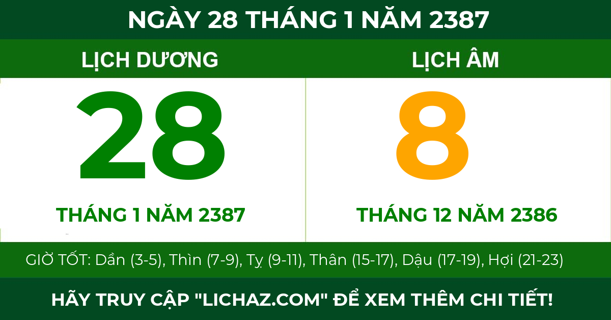 lịch âm ngày 28 tháng 1 năm 2387