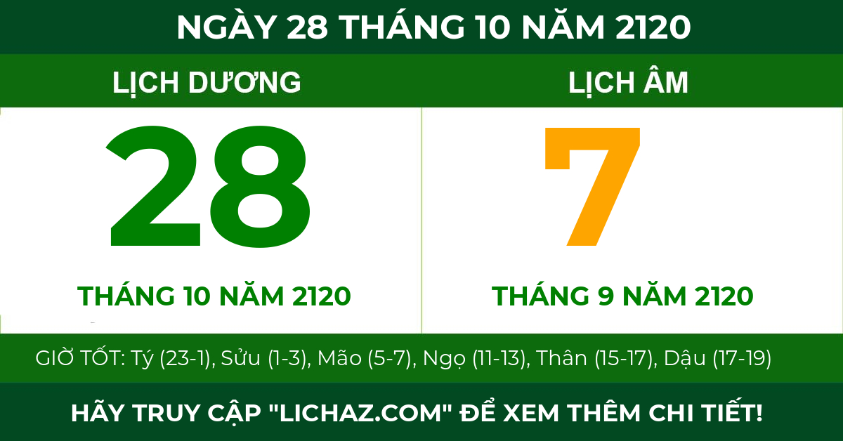 lịch âm ngày 28 tháng 10 năm 2120