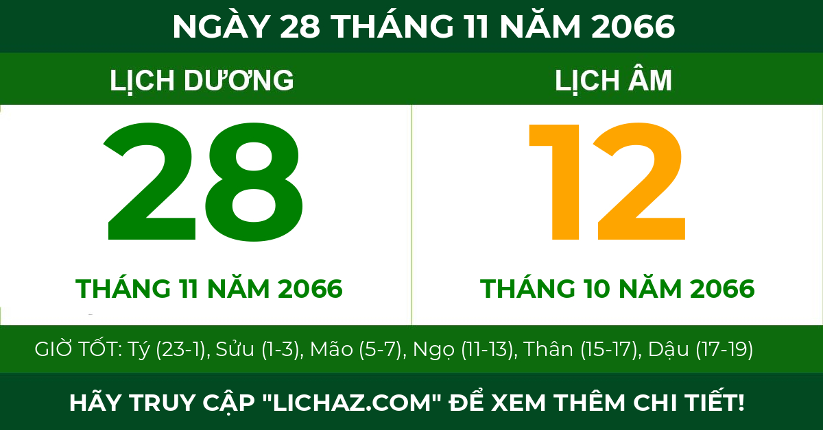 lịch âm ngày 28 tháng 11 năm 2066