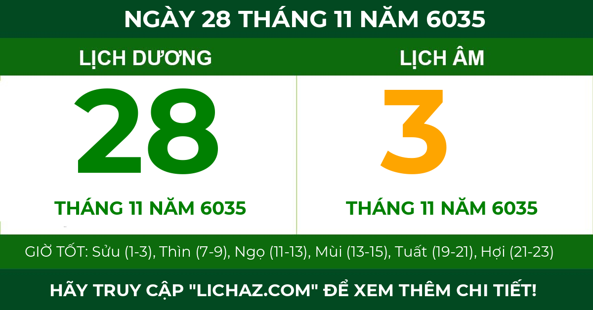 lịch âm ngày 28 tháng 11 năm 6035