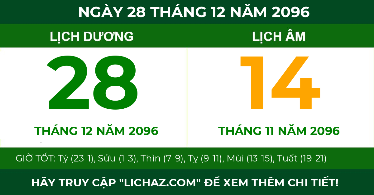 lịch âm ngày 28 tháng 12 năm 2096