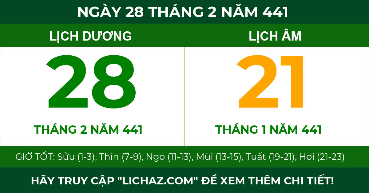 lịch âm ngày 28 tháng 2 năm 441