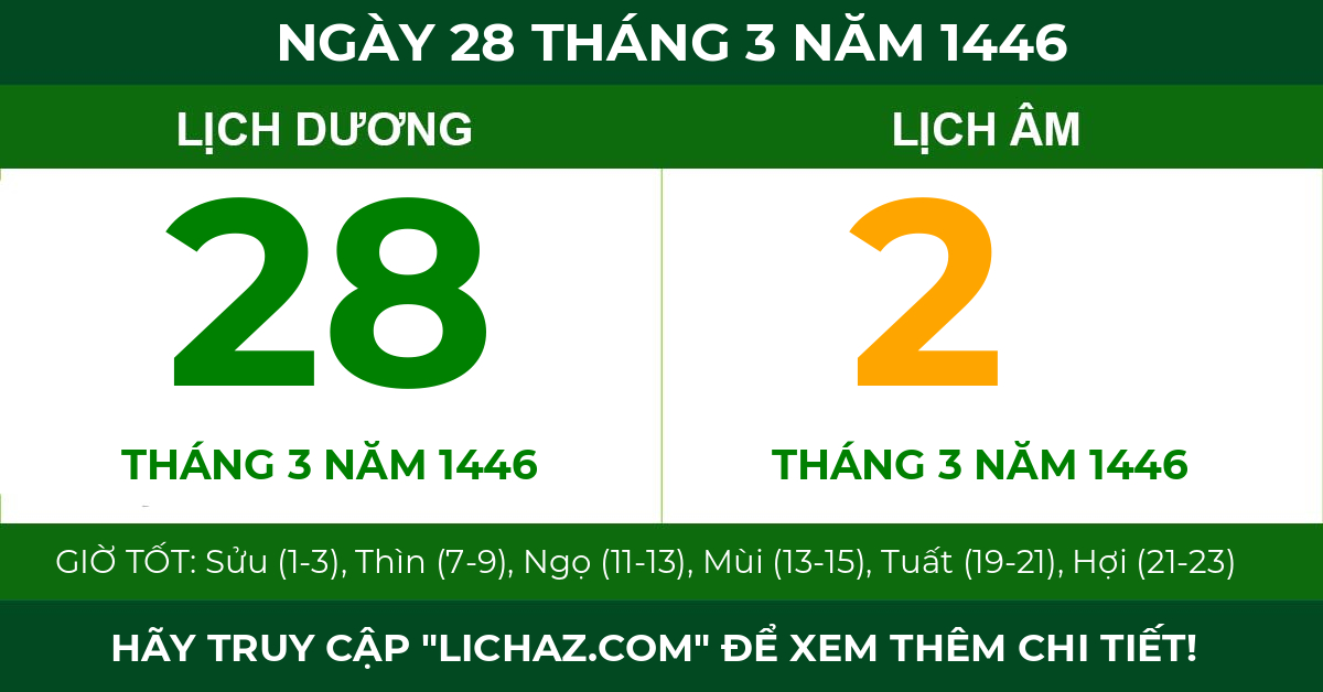 lịch âm ngày 28 tháng 3 năm 1446