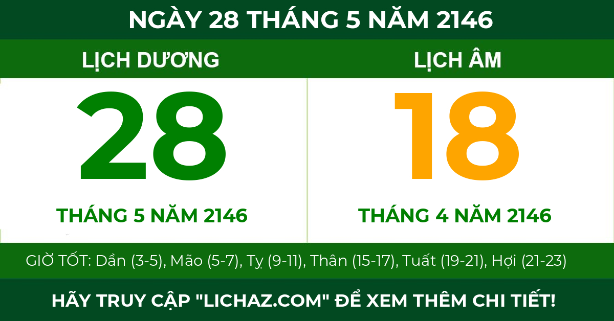 lịch âm ngày 28 tháng 5 năm 2146