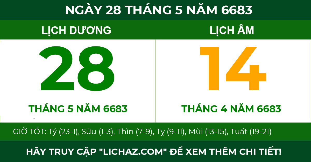 lịch âm ngày 28 tháng 5 năm 6683