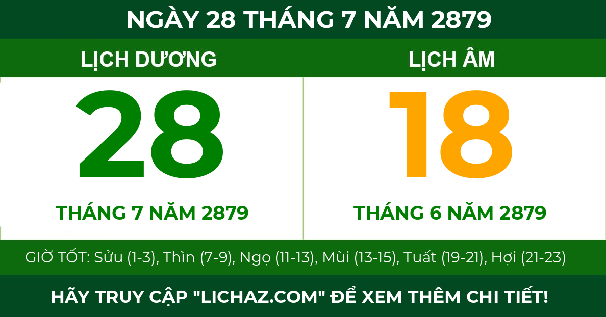 lịch âm ngày 28 tháng 7 năm 2879