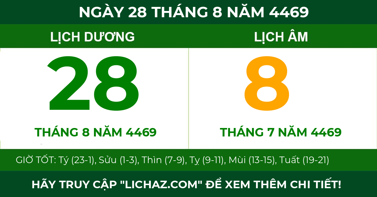 lịch âm ngày 28 tháng 8 năm 4469
