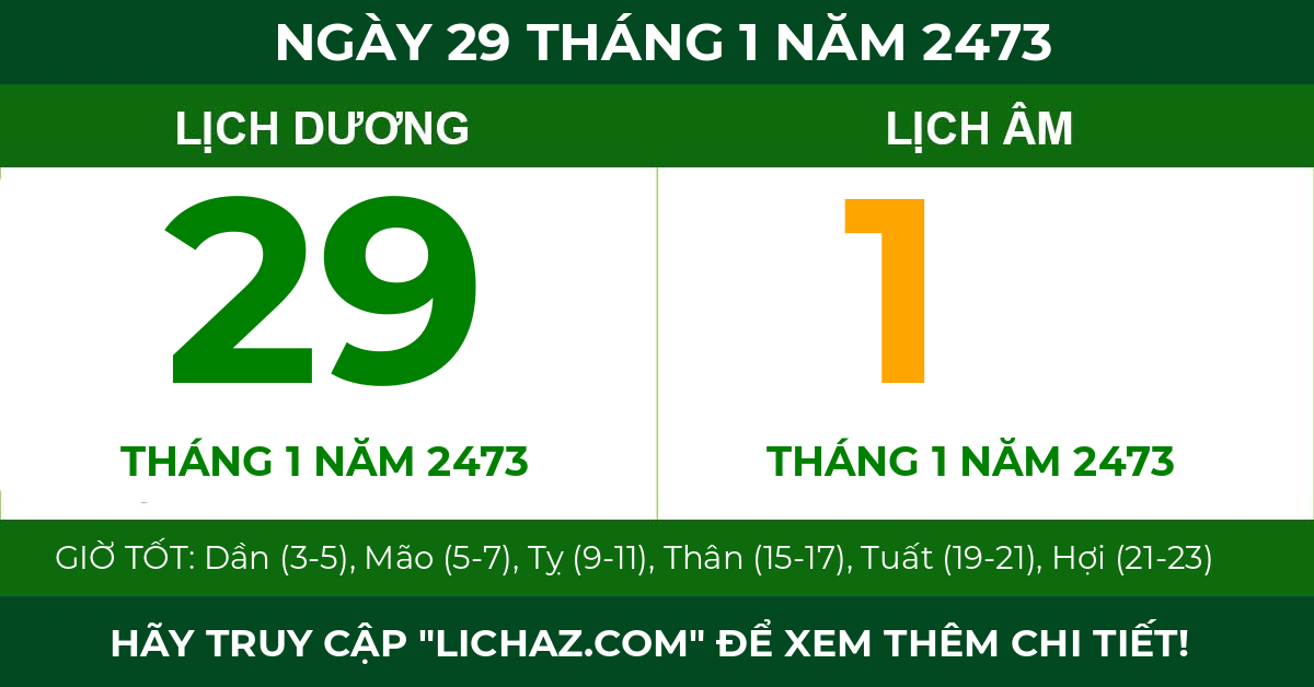 lịch âm ngày 29 tháng 1 năm 2473