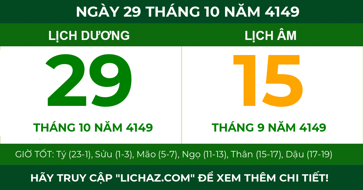 lịch âm ngày 29 tháng 10 năm 4149