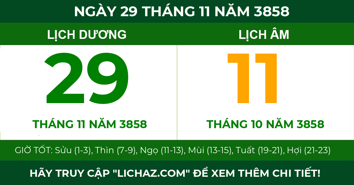 lịch âm ngày 29 tháng 11 năm 3858