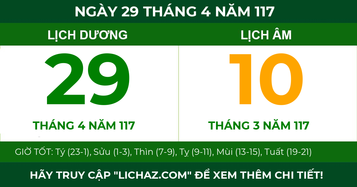 lịch âm ngày 29 tháng 4 năm 117