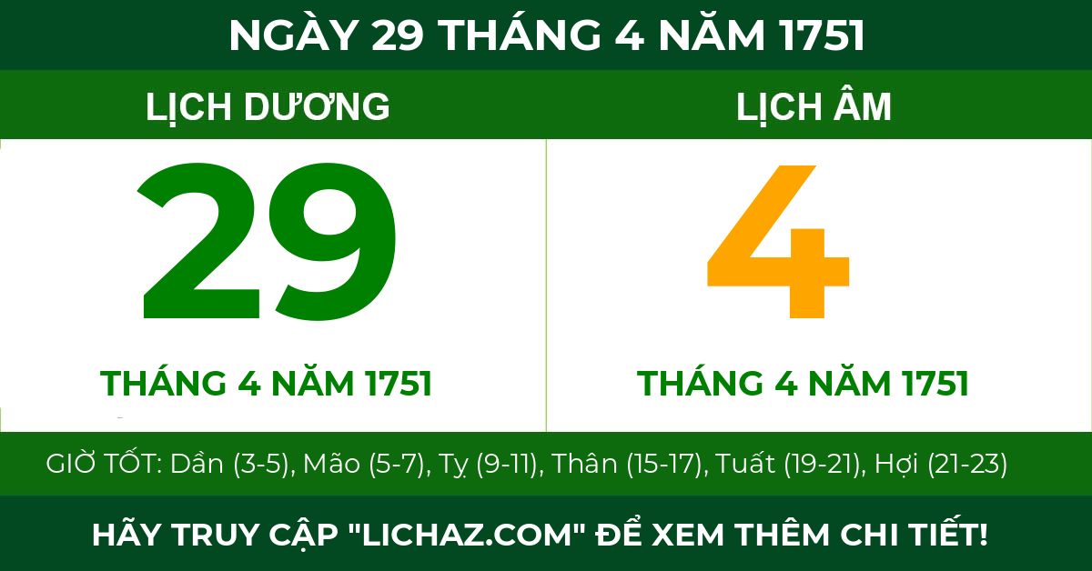 lịch âm ngày 29 tháng 4 năm 1751