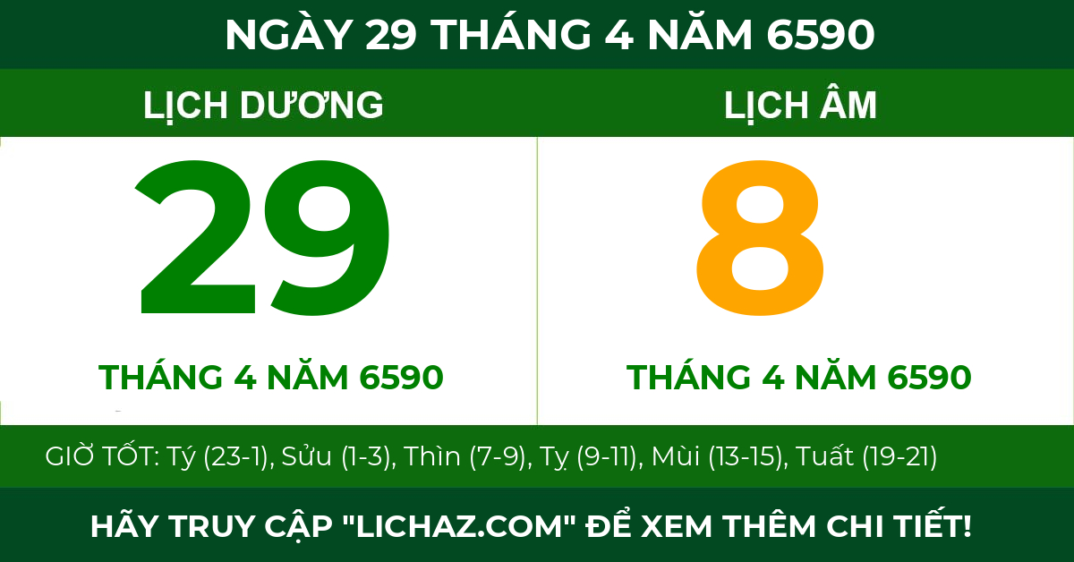 lịch âm ngày 29 tháng 4 năm 6590