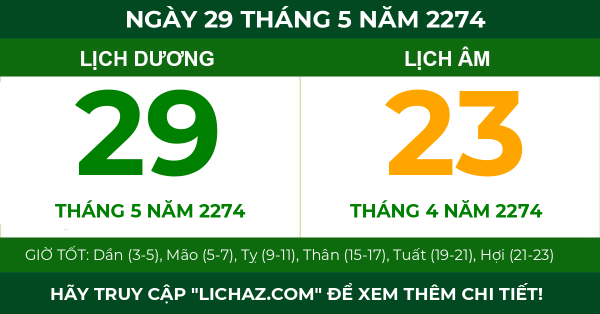 lịch âm ngày 29 tháng 5 năm 2274