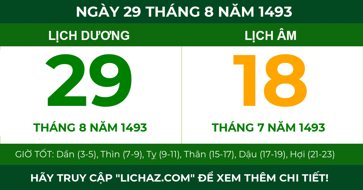 lịch âm ngày 29 tháng 8 năm 1493