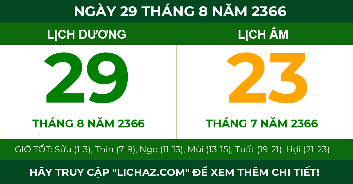 lịch âm ngày 29 tháng 8 năm 2366