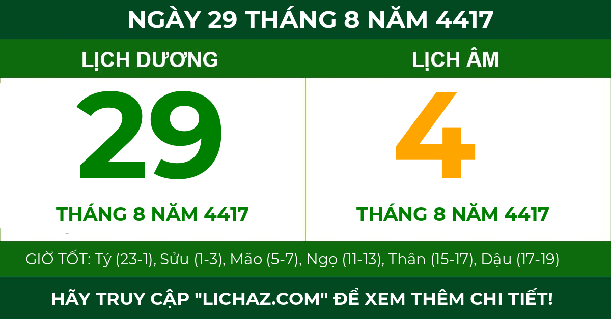 lịch âm ngày 29 tháng 8 năm 4417