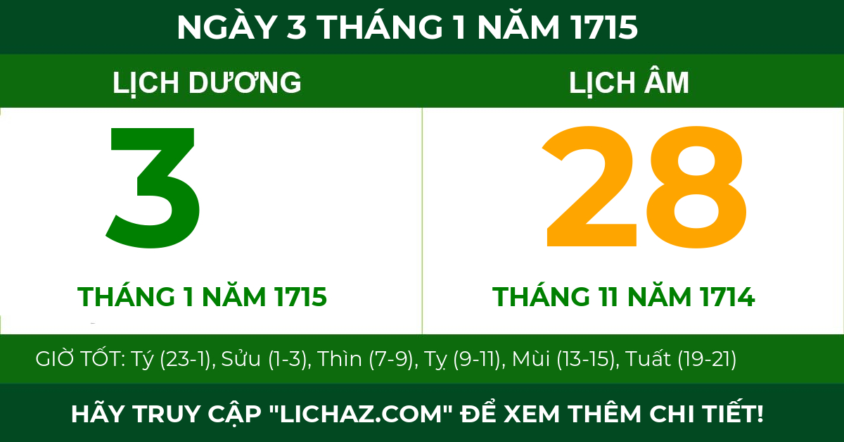 lịch âm ngày 3 tháng 1 năm 1715
