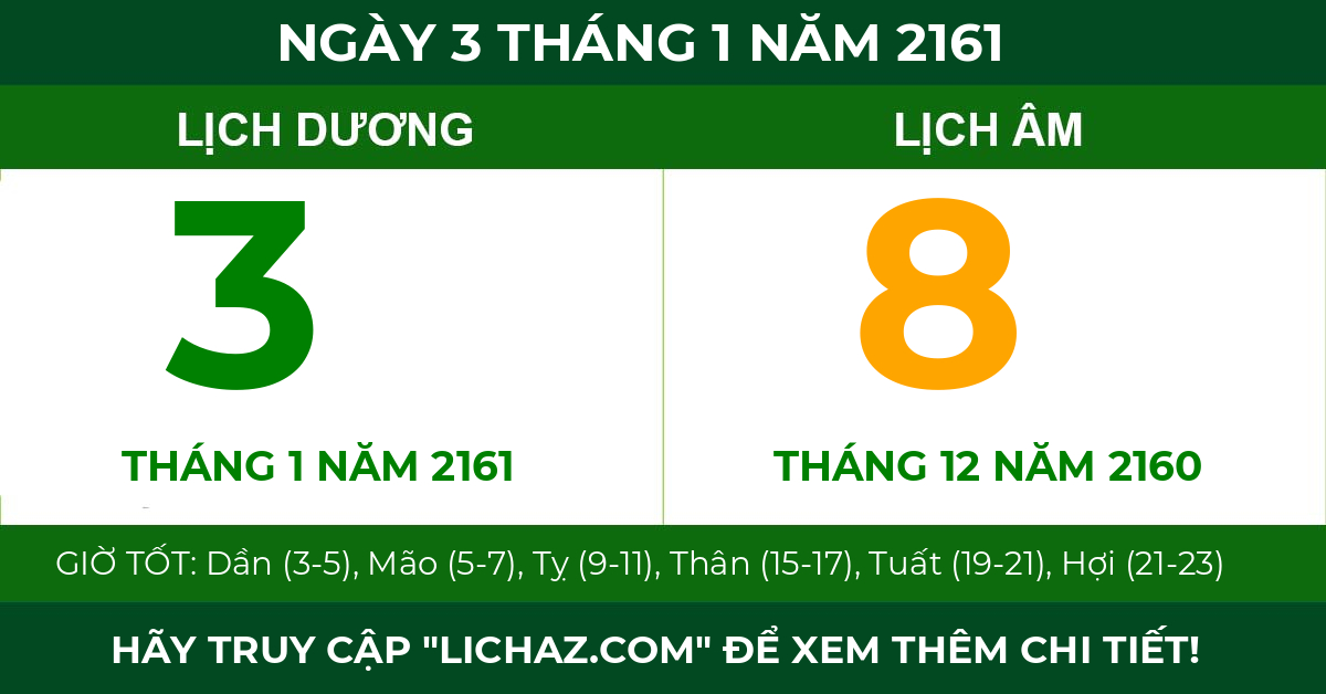 lịch âm ngày 3 tháng 1 năm 2161